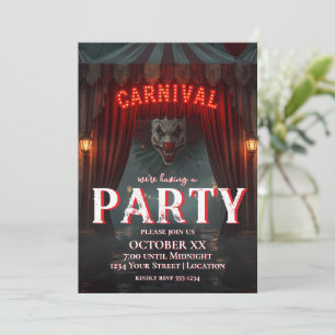 Creepy Carnival Entrance Clown Halloween Party Invitation
