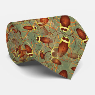 Creepy Cartoon Cockroach Background Infestation Tie