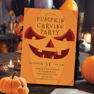 Creepy Carvings Halloween Invitation