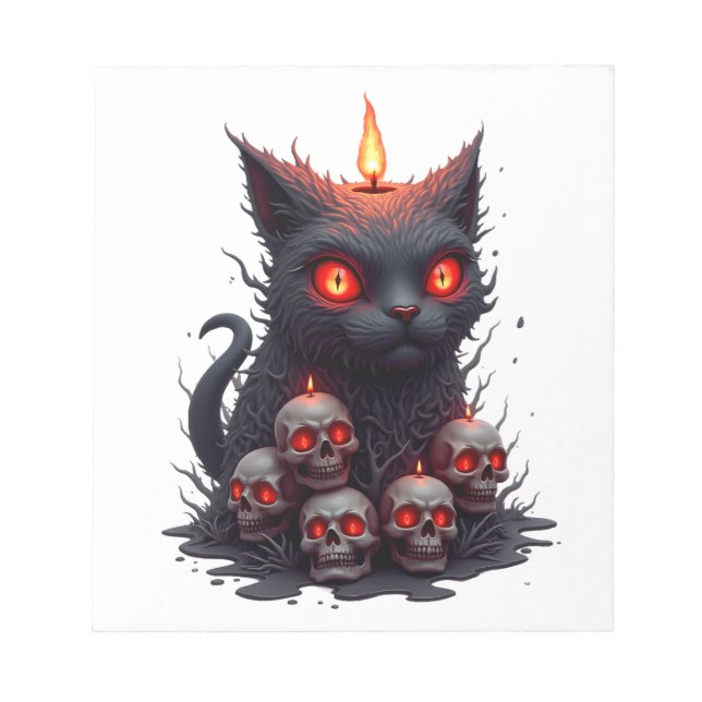Creepy Cat Candle Notepad (Front)