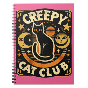Creepy Cat Club – Retro Mystical Black Cat Design Notebook