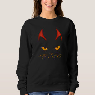 Creepy Cat Devil Horns Rock N Roll Heavy Metal Cos Sweatshirt