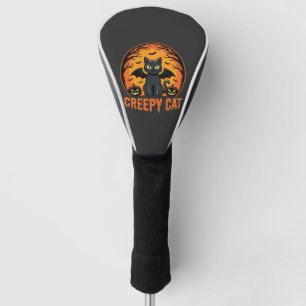 Creepy Cat Halloween Bat Moon Graphic Design_1 Golf Head Cover