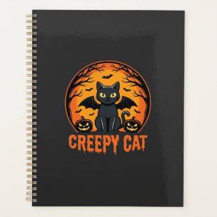 Creepy Cat Halloween Bat Moon Graphic Design_1 Planner