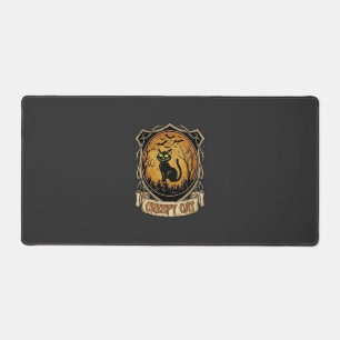 Creepy Cat Halloween Black Graveyard Bats Desk Mat
