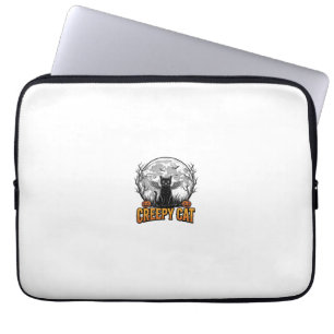 Creepy Cat Halloween Vintage Engraving Design_1 Laptop Sleeve