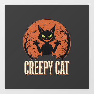 Creepy Cat Halloween Vintage Moon Graphic