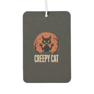 Creepy Cat Halloween Vintage Moon Graphic Car Air Freshener