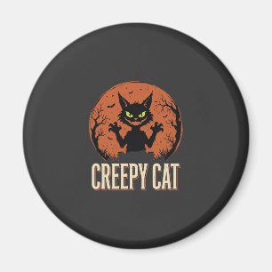 Creepy Cat Halloween Vintage Moon Graphic Magnet