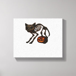 Creepy Cat Skeleton Halloween Gift Classic T-Shirt Canvas Print