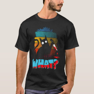 Creepy Cat with Knife Blood Smeared Horror Hallowe T-Shirt