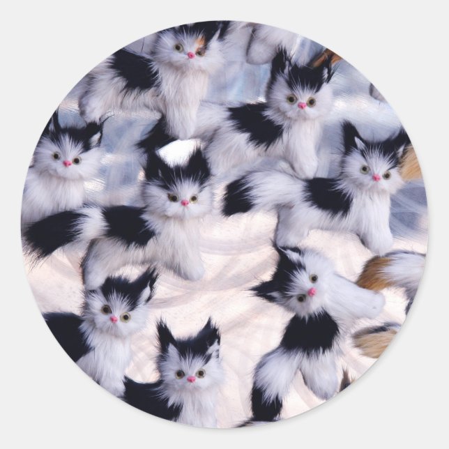 creepy cats classic round sticker (Front)
