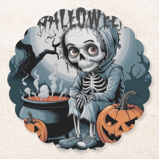 Creepy Cauldron Paper Coaster (Front)