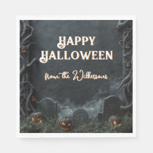 Creepy Cemetery 3D Gravestones Halloween Napkin
