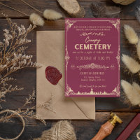 Creepy Cemetery Dark Pink with Peach-Orange