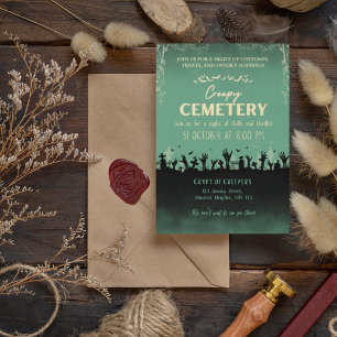 Creepy Cemetery Polished Pine with Blonde Accent Invitation