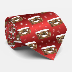 Creepy Christmas Fruitcake Pattern Red Tie