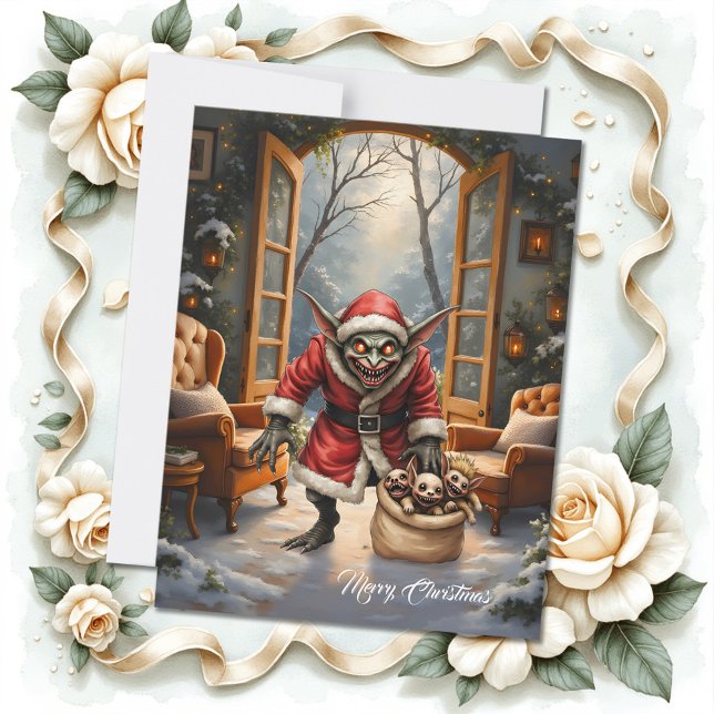 Creepy Christmas Goblin – Dark Fantasy Evil Santa  Holiday Card (Creator Uploaded)