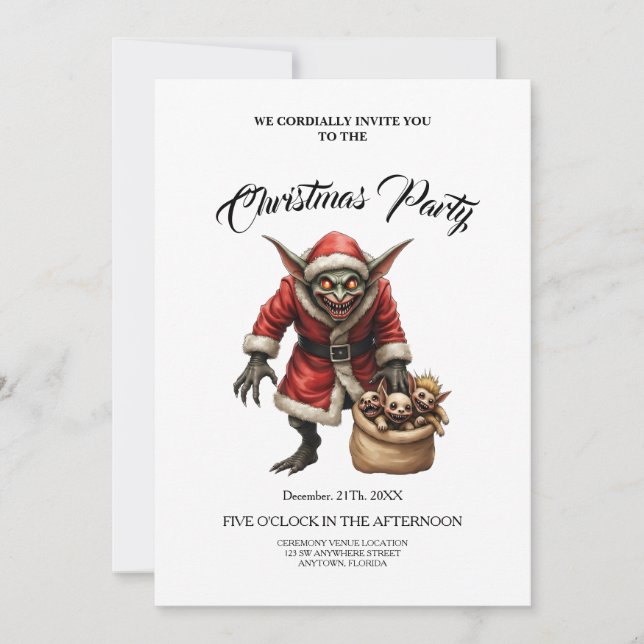 Creepy Christmas Goblin – Dark Fantasy Evil Santa  Invitation (Front)