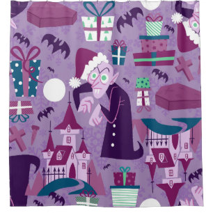 creepy christmas nosferatu santa vampire shower curtain