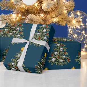 Creepy Christmas Tree Skull Wrapping Paper