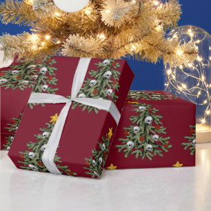 Creepy Christmas Tree Skull Wrapping Paper