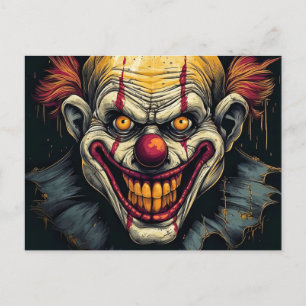 Creepy Circus Clown Illustration Art Postcard