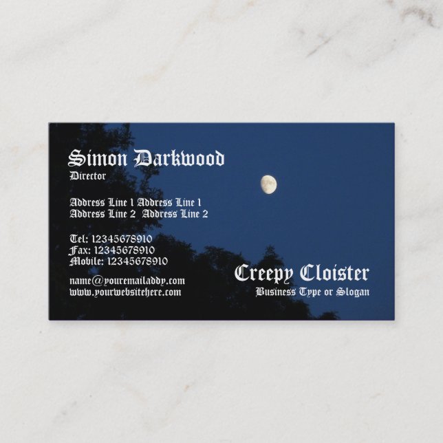 Creepy Cloister - Summer Night Business Card (Front)