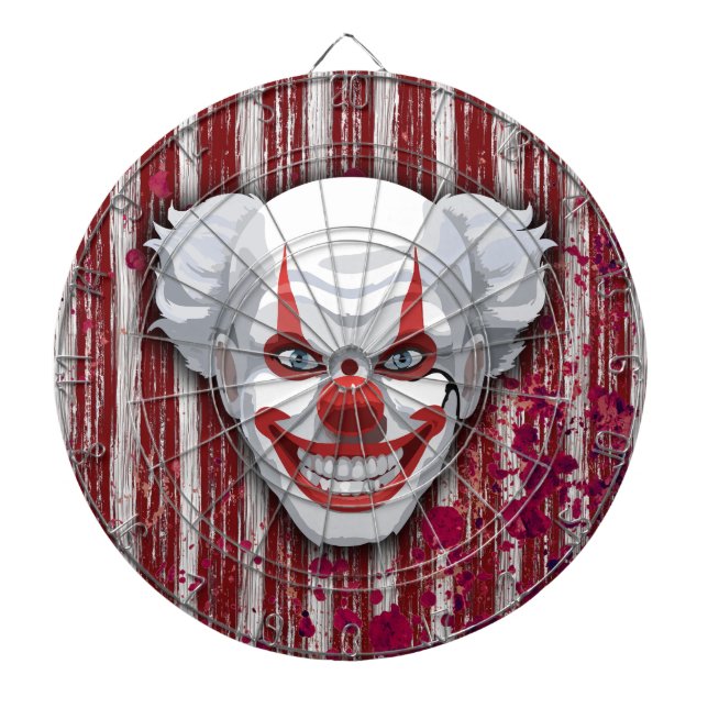 Creepy Clown Carnival Halloween Dartboard (Front)