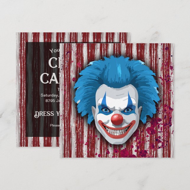 Creepy Clown Carnival Halloween Invitation (Front/Back)