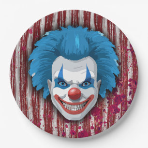 Creepy Clown Carnival Halloween Paper Plate