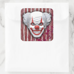Creepy Clown Carnival Halloween Square Sticker