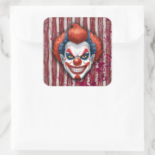 Creepy Clown Carnival Halloween Square Sticker