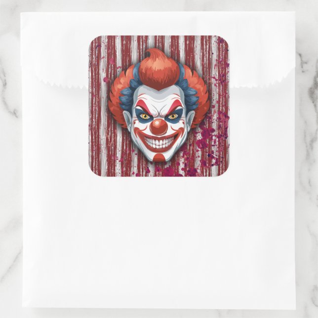 Creepy Clown Carnival Halloween Square Sticker (Bag)