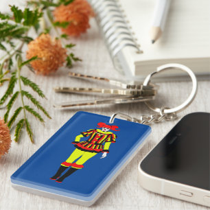 creepy clown girl circus side show freaks art key ring
