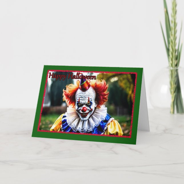 Creepy Clown Halloween Card (Front)