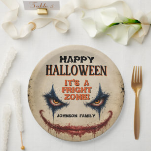 Creepy Clown Halloween Costume Party Spooky  Paper Plate