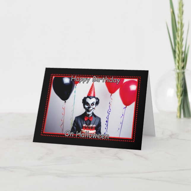 Creepy Clown - Happy Birthday on Halloween Card (Front)