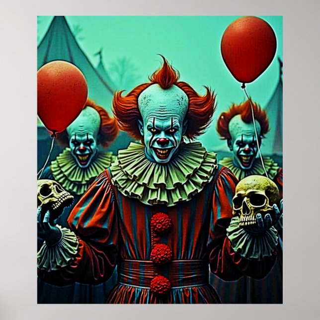 Creepy Clown Horror Scene Design Poster (Front)