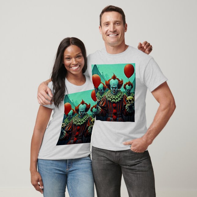 Creepy Clown Horror Scene Design T-Shirt (Unisex)