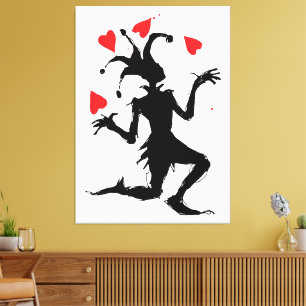 Creepy Clown Playing with Hearts Canvas Print