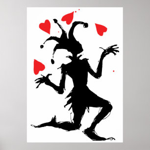 Creepy Clown Playing with Hearts Poster
