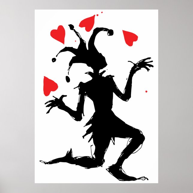 Creepy Clown Playing with Hearts Poster (Front)
