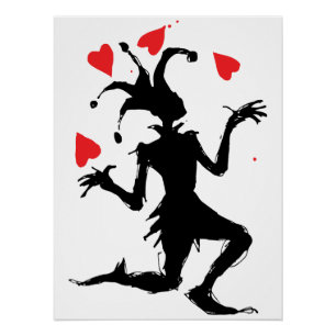 Creepy Clown Playing with Hearts Poster