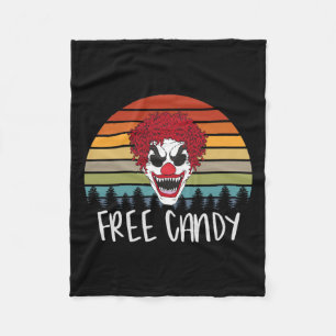Creepy Clown Vintage Retro Scary Evil Horror Hallo Fleece Blanket
