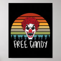 Creepy Clown Vintage Retro Scary Evil Horror Hallo