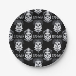 Creepy Clowns Spooky Halloween Party Paper Plate