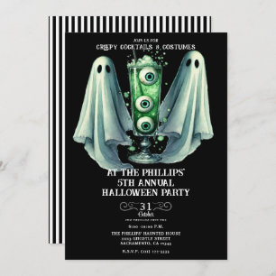 Creepy Cocktails & Costumes Ghost Halloween Party Invitation