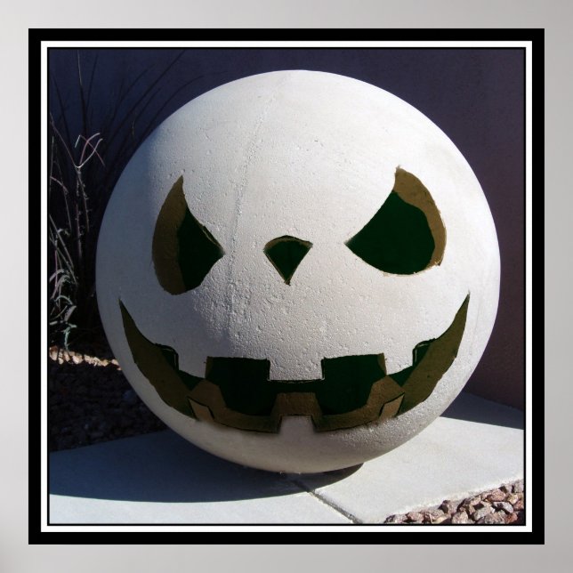Creepy Concrete Carved Pumpkin Poster (Front)