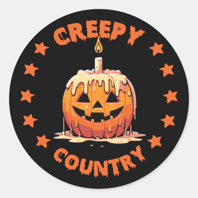 Creepy Country Candle Pumpkin Sticker (Front)